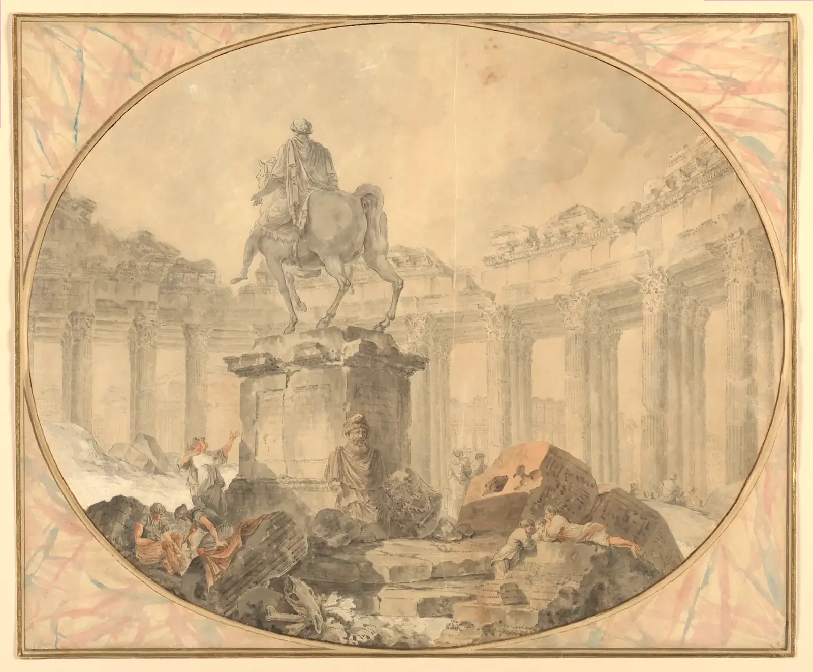 Hubert Robert, Equestrian Statue of Marcus Aurelius